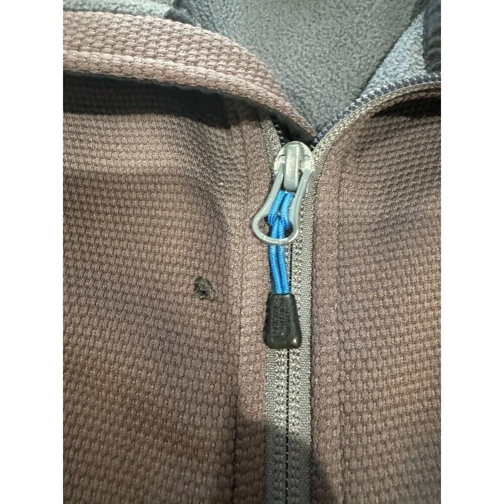 The‎ North Face Mens XL Full Zip Fleece Jacket Charcoal Grey Textured Mid Layer